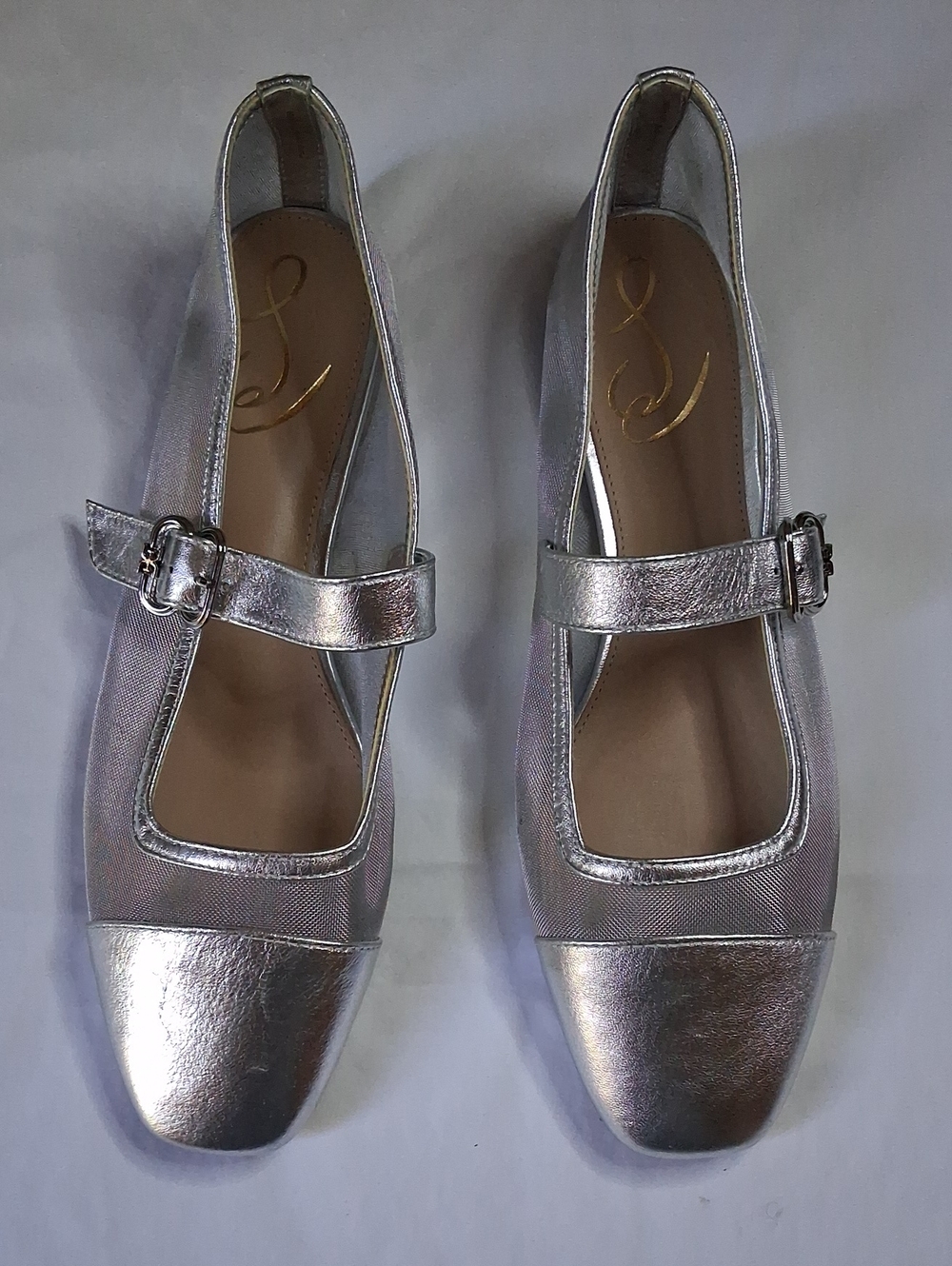 Sam Edelman Silver Metallic Mary Jane Flats with Buckle